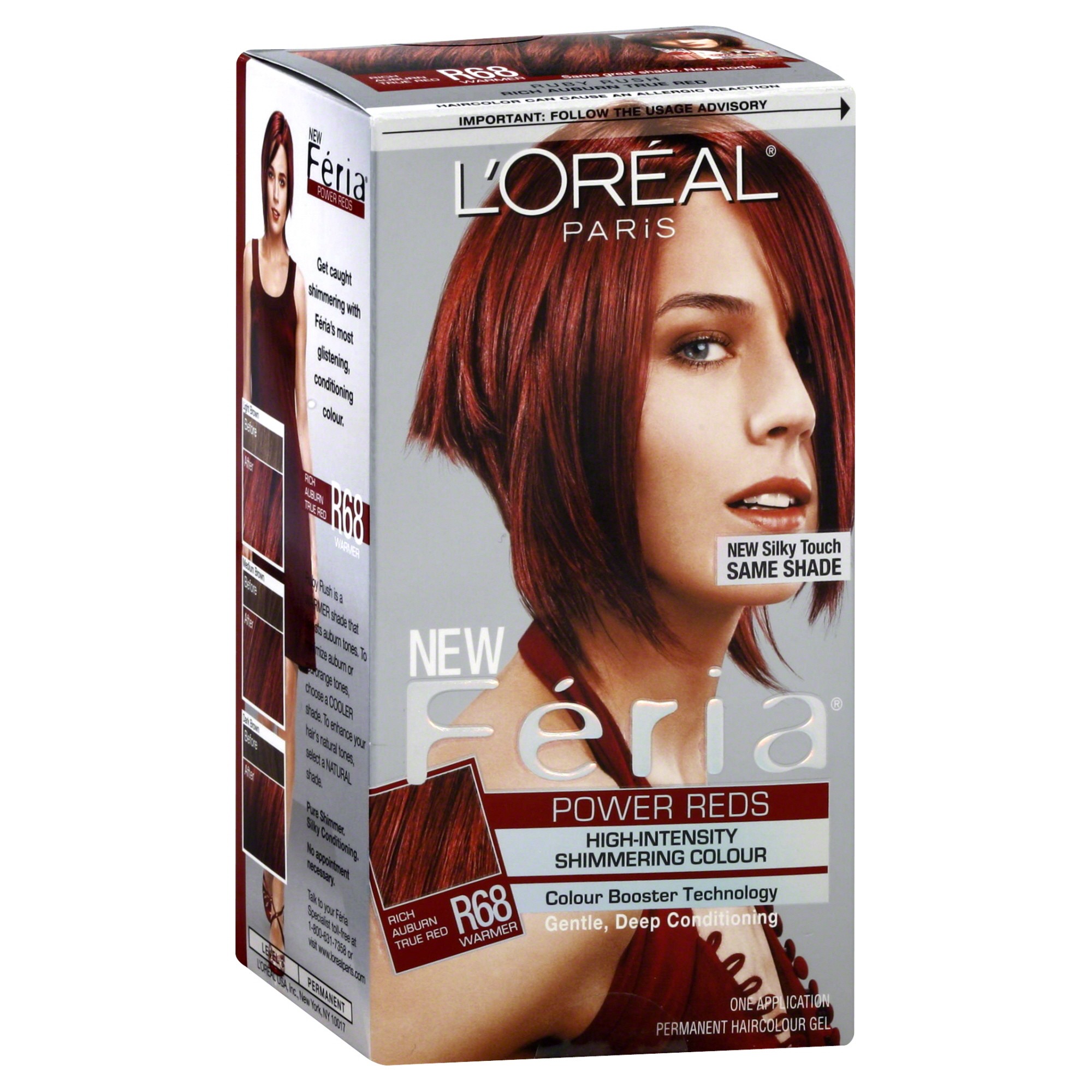Order L'Oreal Paris Feria Permanent Haircolor Gel, Warmer/Rich Auburn True Red R68 food online from Rite Aid store, MILLER PLACE on bringmethat.com