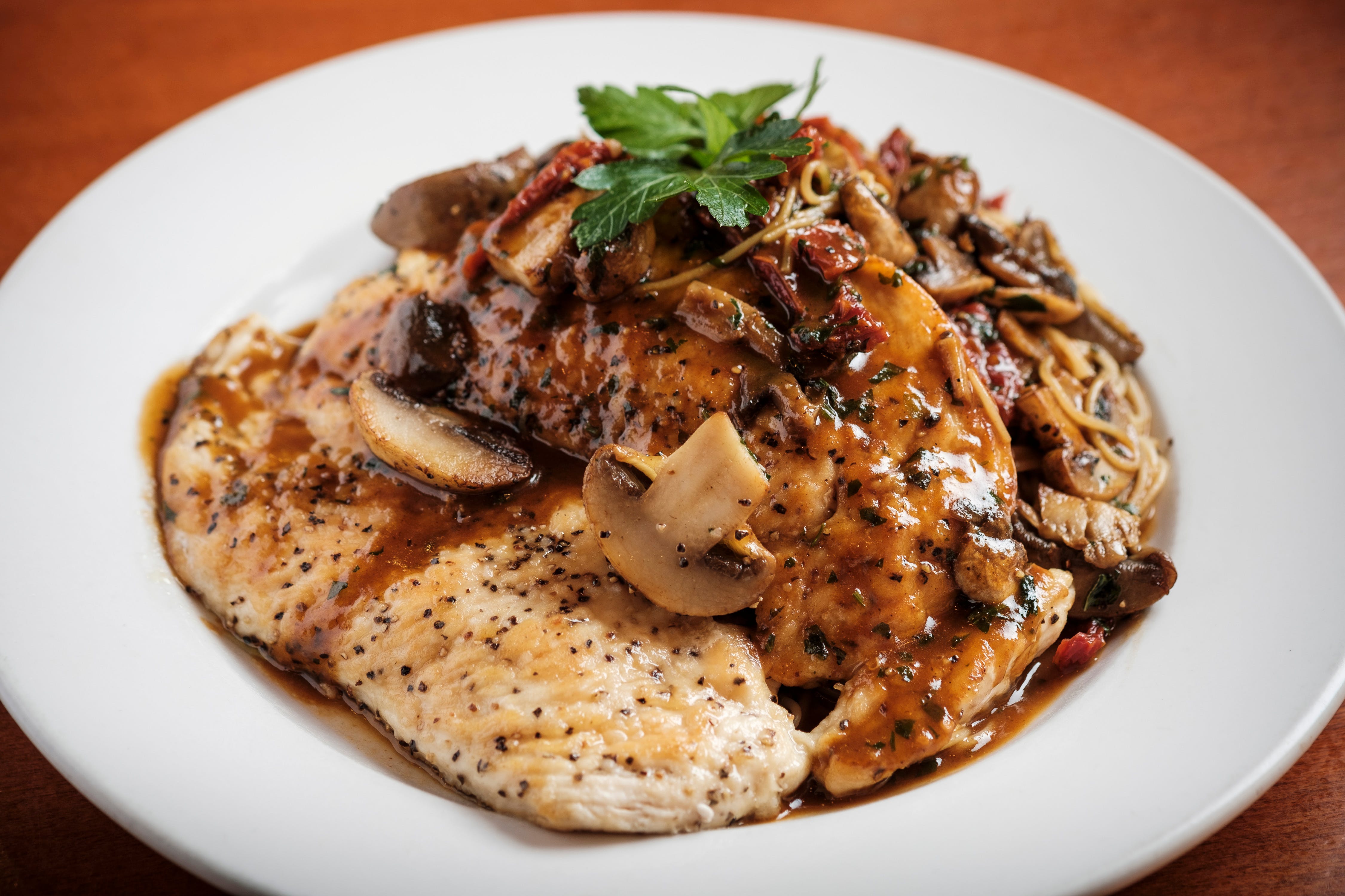 Order Chicken Marsala Lunch - Entree food online from Lamberti's Tutti Toscani store, Cherry Hill on bringmethat.com