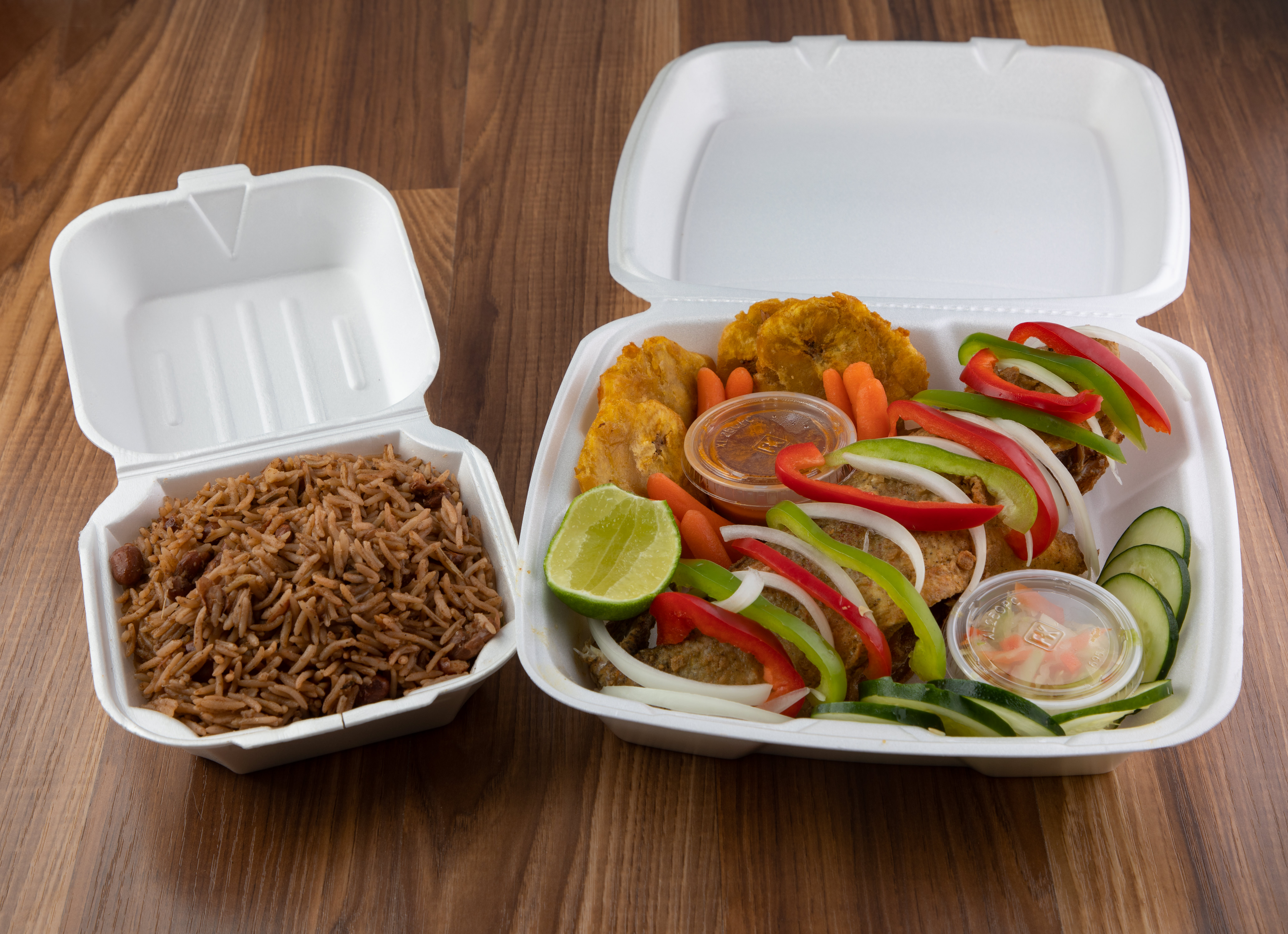Order Red Snapper(Stewed or Fried) with Rice, Beans, and Plantains  food online from B Families Mart store, Binghamton on bringmethat.com