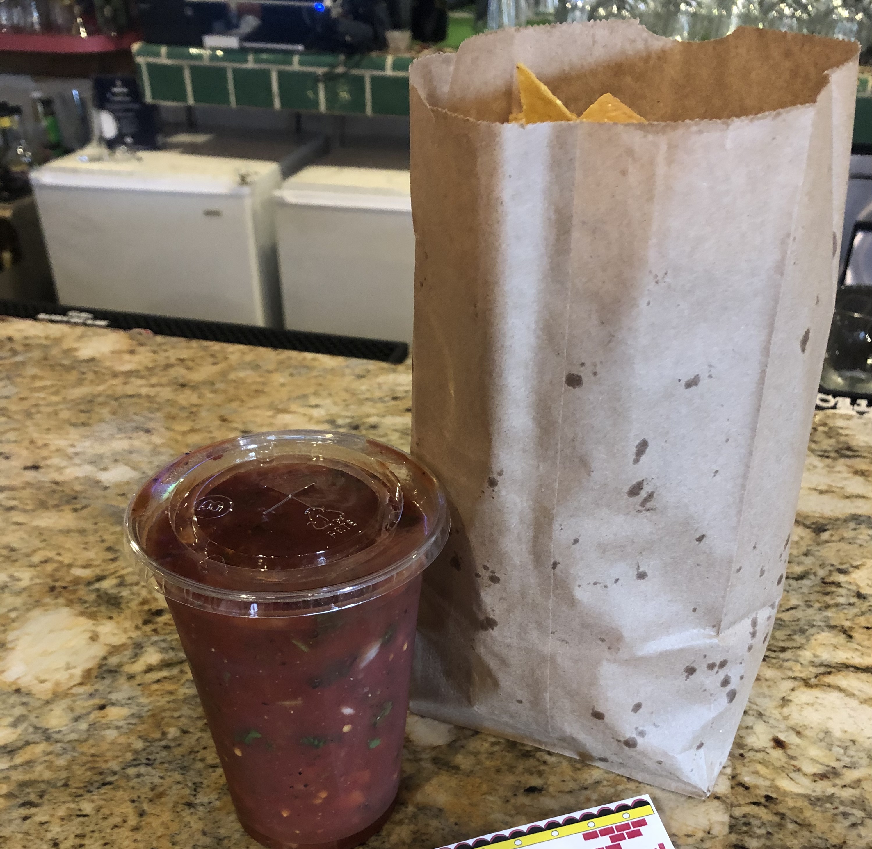 Order Bag of Chips and Large 20oz Hot Salsa food online from Los Dos Amigos Hacienda store, Albany on bringmethat.com