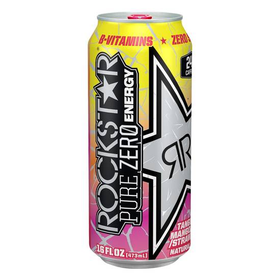 Order Rockstar Pure Zero Energy Drinks Tangerine Mango Guava Strawberry Can (16 oz x 24 ct) food online from Rite Aid store, Canton on bringmethat.com