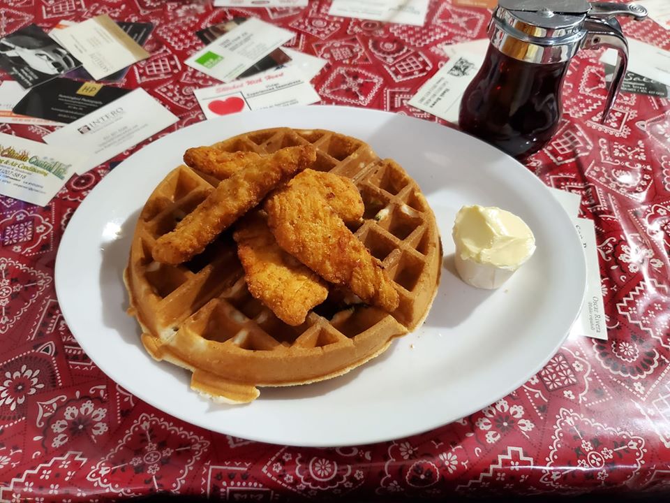 Order Chicken and Waffles Special food online from Eva Mae Cafe store, Hollister on bringmethat.com