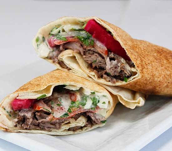 Order Beef Shawarma Wrap food online from Sunnin Lebanese Cafe store, Los Angeles on bringmethat.com