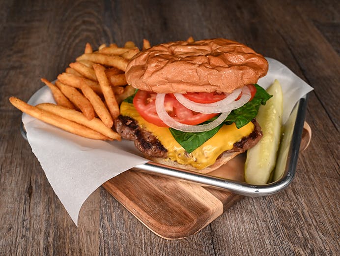 Order Gourmet Burger - 8 oz. food online from Chicago Dough Company store, Richton Park on bringmethat.com