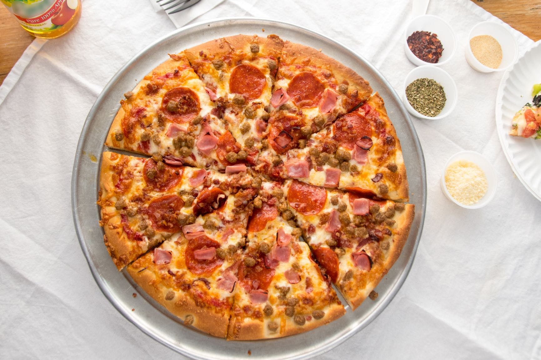 Order Meat Lover's Pizza - Small 10'' food online from Evans Pizza & Restaurant store, Philadelphia on bringmethat.com