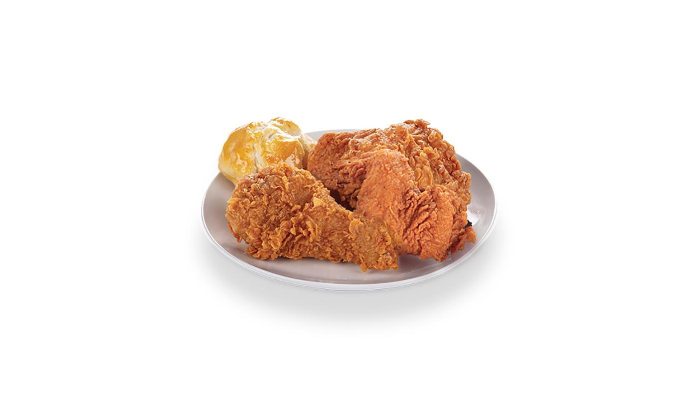 Order 2 Pieces Dark Chicken ＆ Biscuit food online from Krispy Krunchy Chicken store, Modesto on bringmethat.com