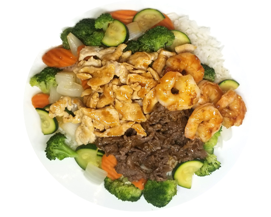 Order A7. Chicken, Beef, and Shrimp food online from Ufo Hibachi Express store, Roswell on bringmethat.com