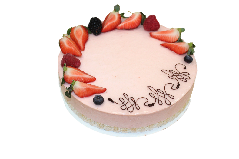 Order Guava Mousse Whole Cake food online from Les Delices French Bakery store, Rockville on bringmethat.com