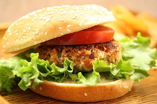 Order 7. Salmon Burger food online from Yummies store, Allen on bringmethat.com
