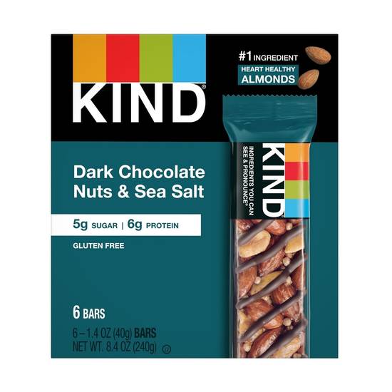 Order Kind Bars, 6 CT, Dark Chocolate Nuts & Sea Salt food online from Cvs store, ARCADIA on bringmethat.com