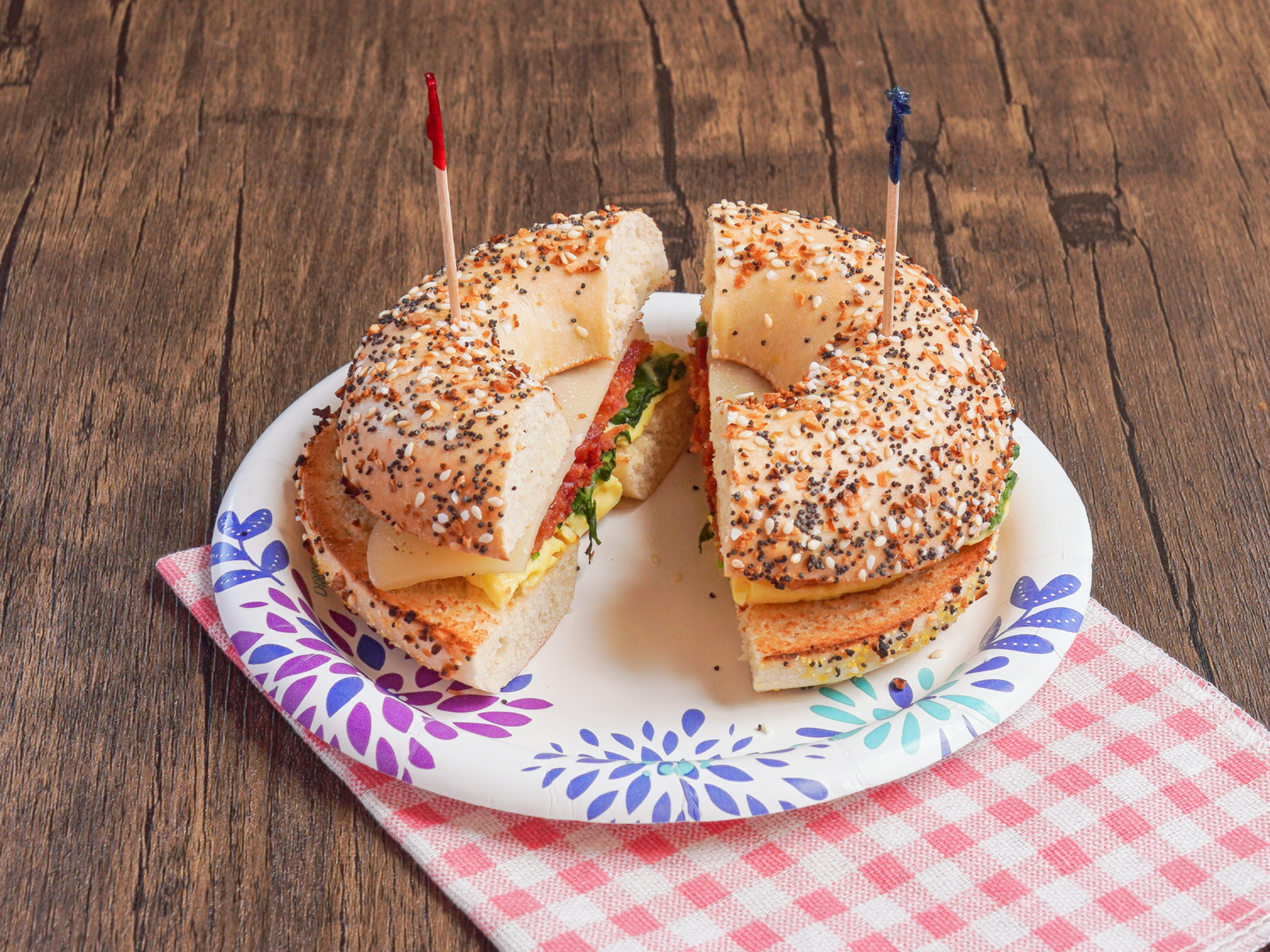 Order Supreme Sunrise Bagel food online from The Great American Bagel store, Orland Park on bringmethat.com