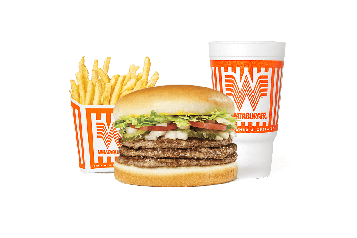 Order #3 Triple Meat Whataburger® Whatameal® food online from Whataburger store, Houston on bringmethat.com