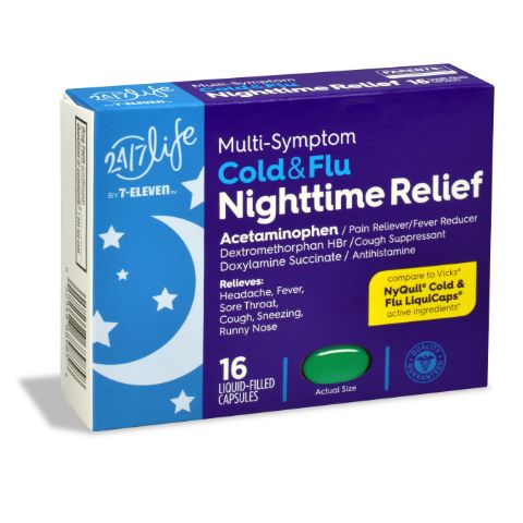Order 24/7Life Night Cold & Flu Relief Caps 16ct food online from 7-Eleven store, West Columbia on bringmethat.com