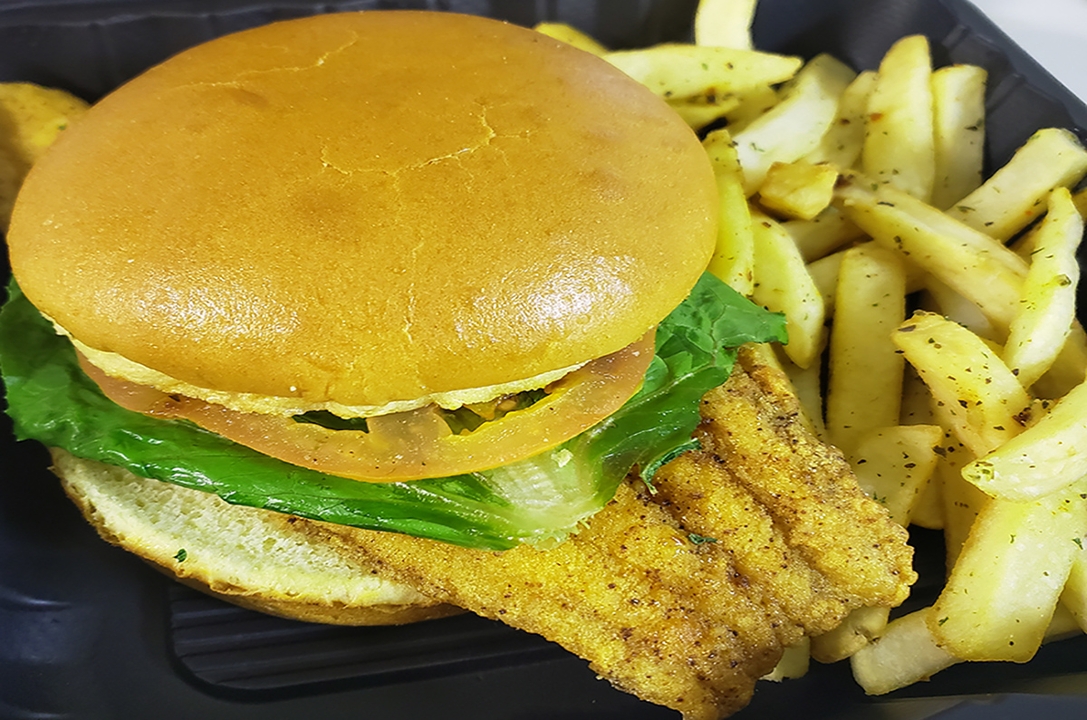 Order Catfish Sandwich & Fries food online from Next Phaze Cafe store, Baltimore on bringmethat.com
