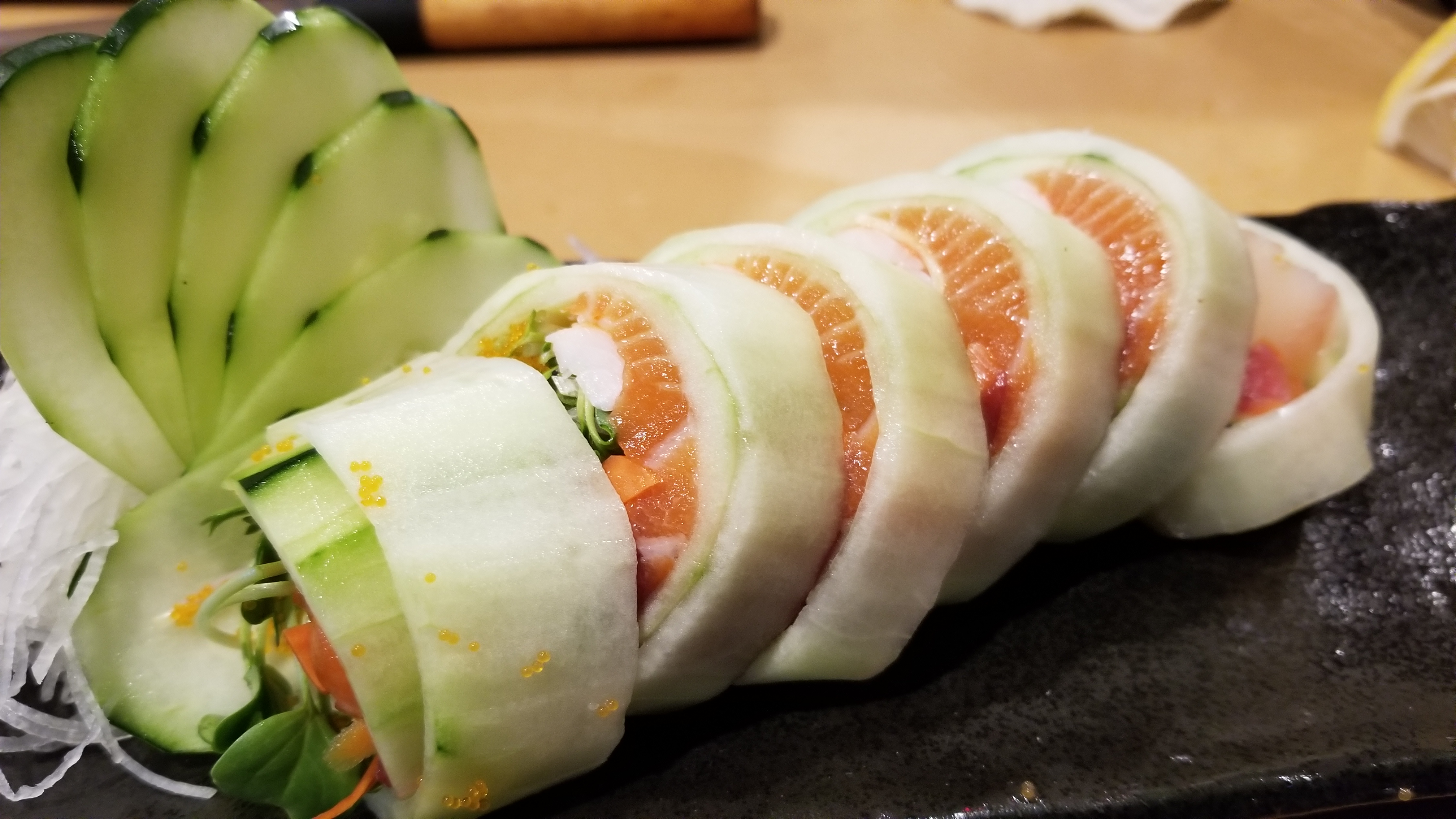 Order Cucumber Sashimi Roll food online from Shogun Sushi store, Santa Clarita on bringmethat.com