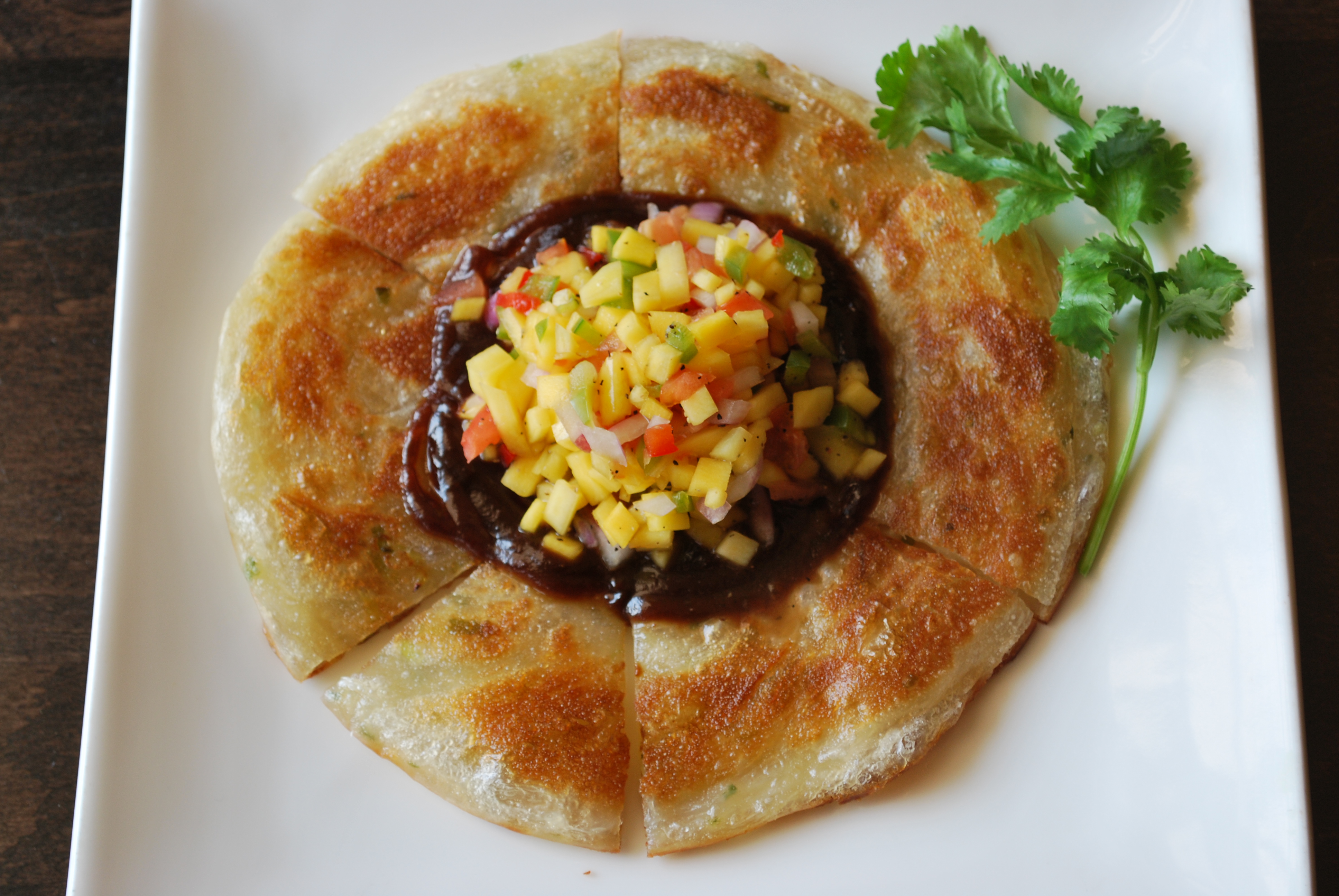 Order A12. Scallion Pancakes with Mango Salsa food online from Dao palate store, Brooklyn on bringmethat.com