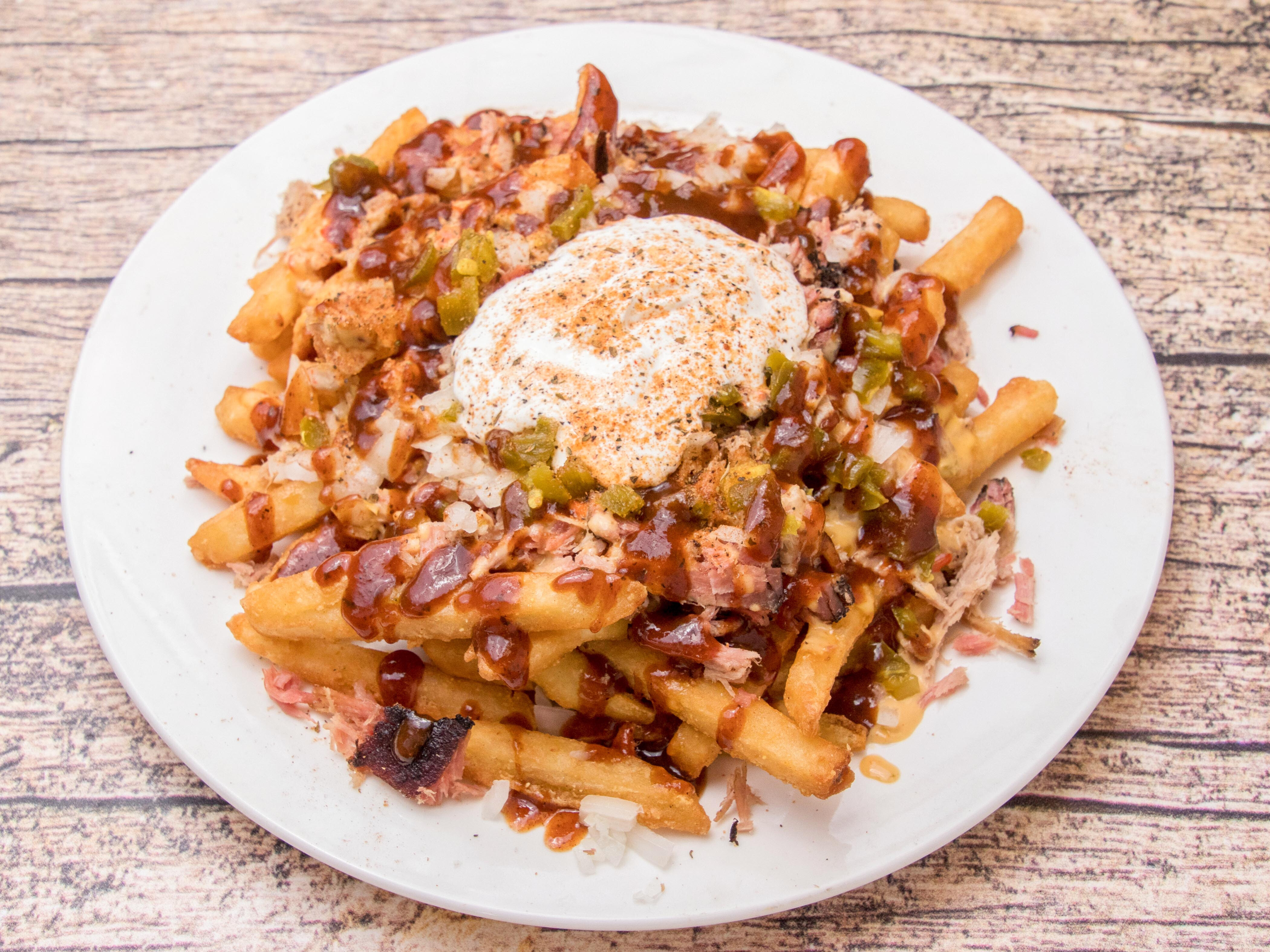 Order Loaded French Fries Platter food online from Pork Snobs store, Kennesaw on bringmethat.com