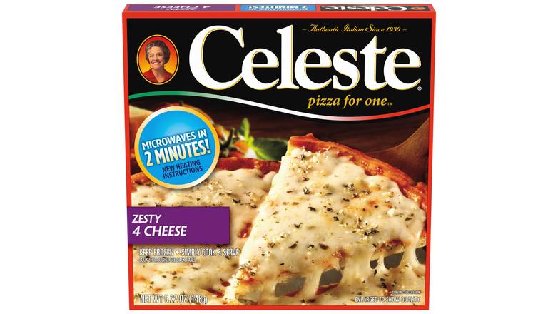 Order Celeste Zesty 4 Cheese Pizza For One, Individual Microwavable Frozen Pizza, 5.22 Oz. food online from Gud2Go store, Marlton on bringmethat.com