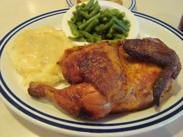 Order 1/2 Rotisserie Chicken food online from Dinahs Family Restaurant store, Los Angeles on bringmethat.com