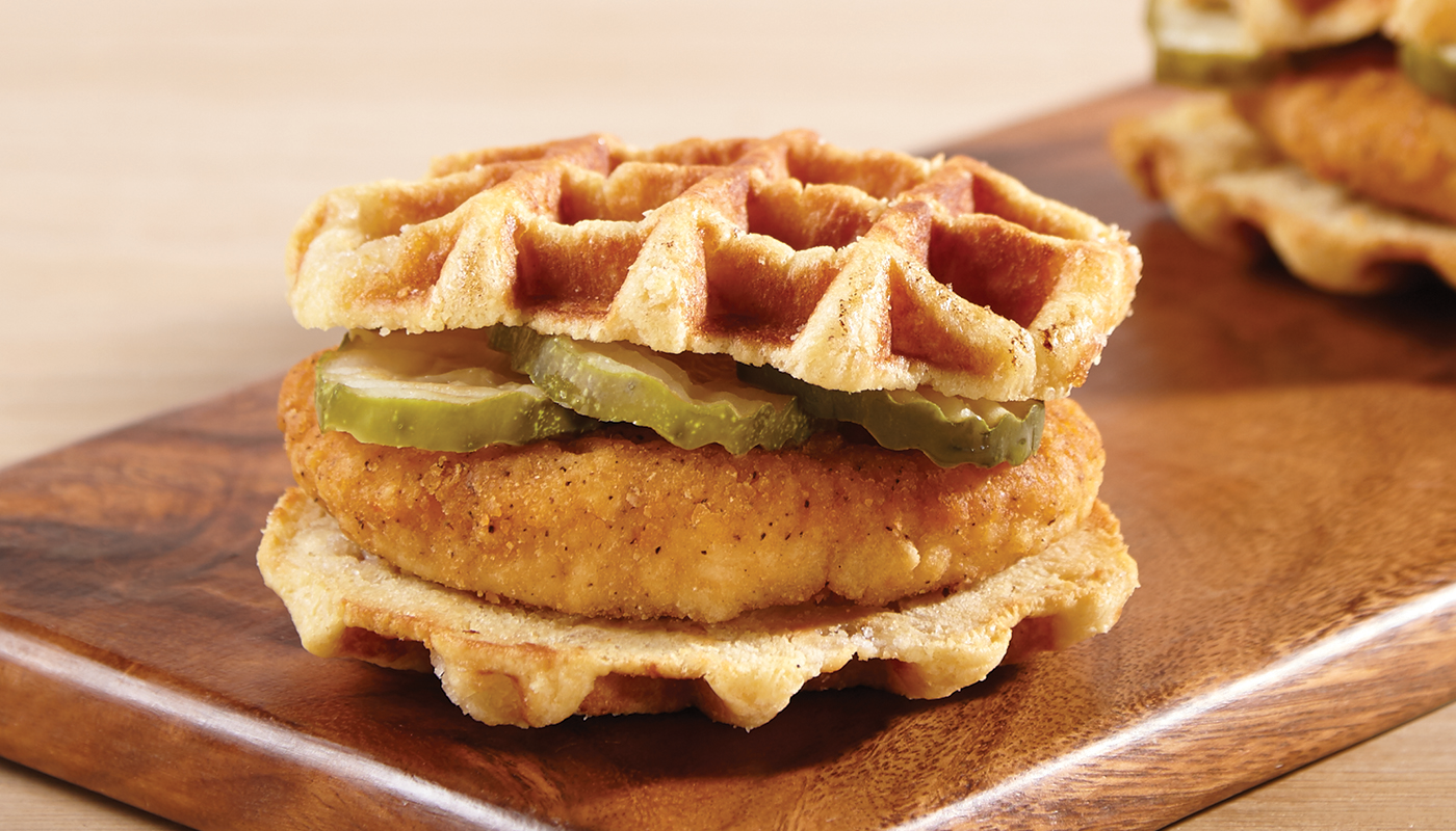 Order Waffle - Chicken with pickles (475cal) food online from Quickchek store, Bedminster on bringmethat.com