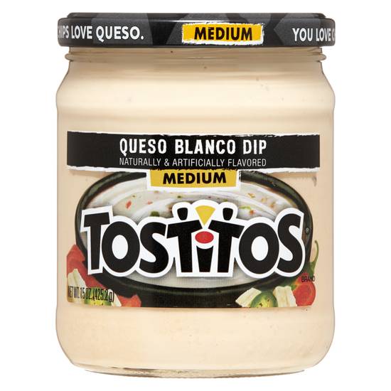 Order Tostitos Medium Queso Blanco Dip 15oz food online from Everyday Needs by Gopuff store, Waltham on bringmethat.com