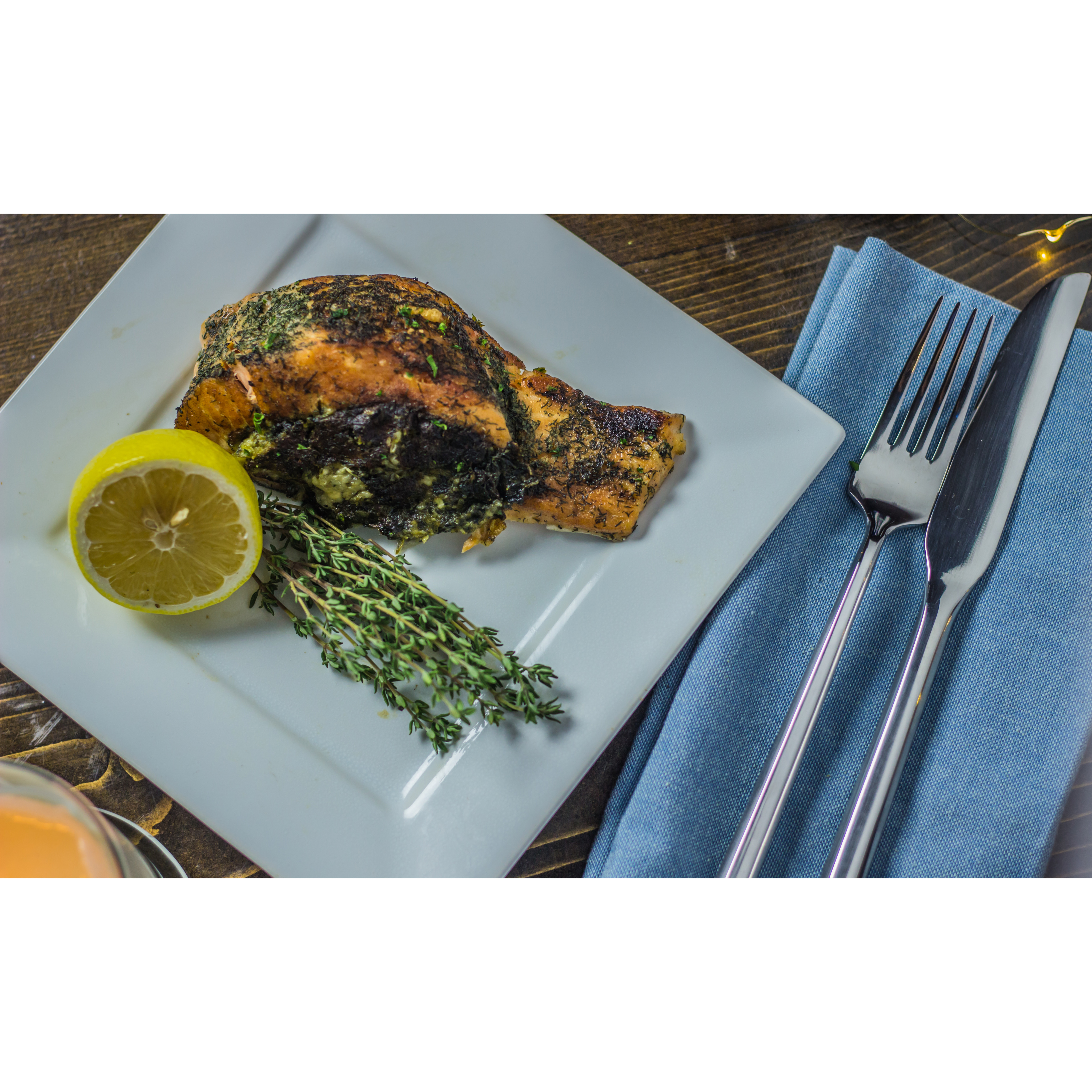 Order Stuffed Salmon Combo food online from George's Greek Cafe store, Long Beach on bringmethat.com