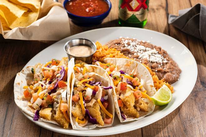 Order Dos XX® Fish Tacos food online from On The Border store, Irving on bringmethat.com
