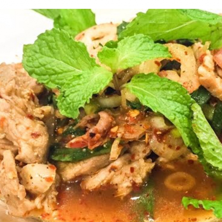 Order Pork Nomtok Salad food online from Thai Silver Spoon store, Springboro on bringmethat.com