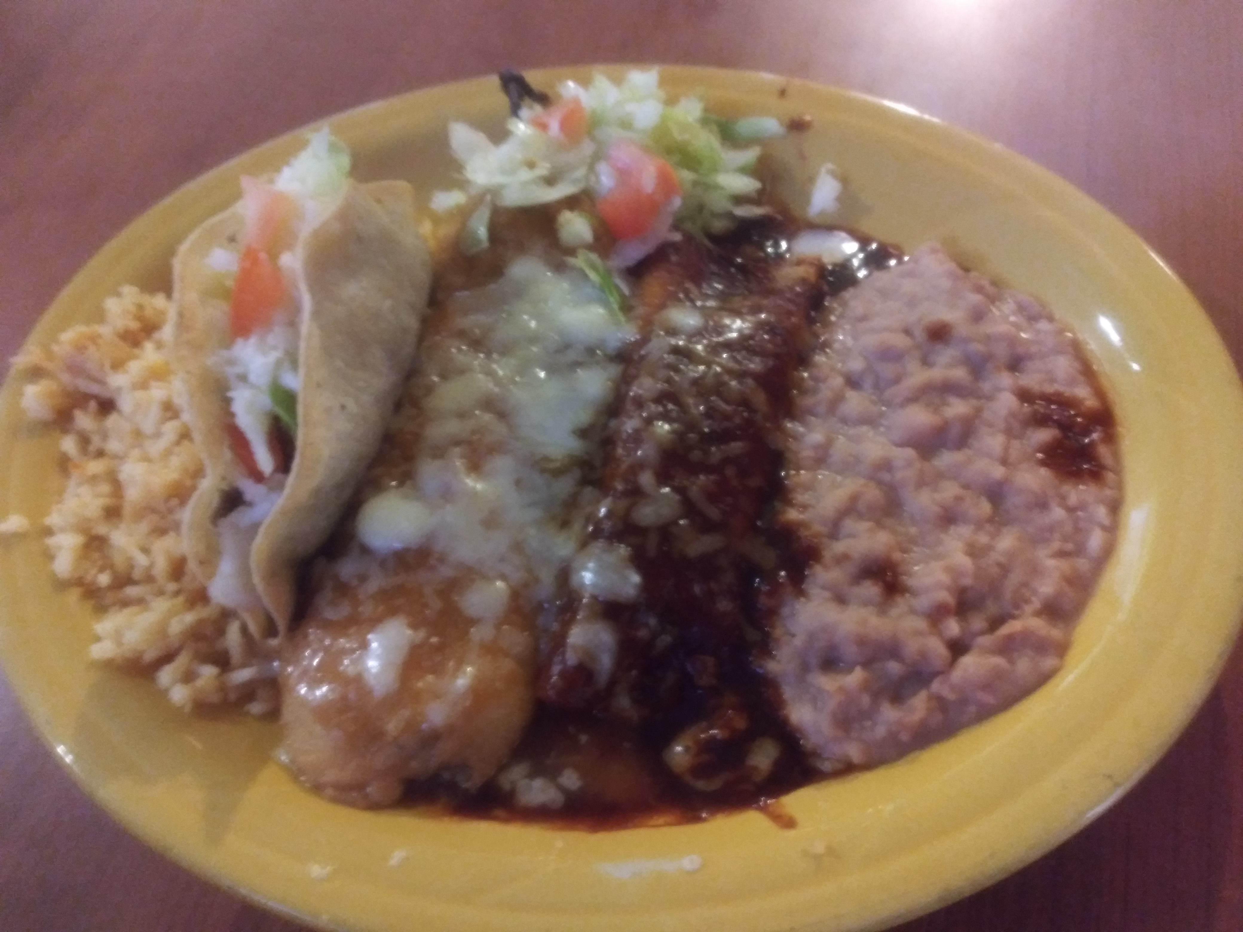 Order 2. 1 Taco, 1 Cheese Enchilada and 1 Chile Relleno food online from G and R Restaurant store, El Paso on bringmethat.com
