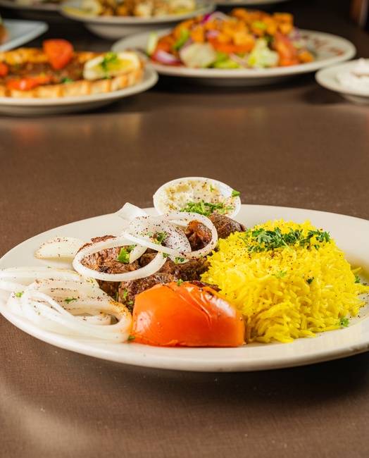 Order Lamb Kabob Plate food online from Sababa Mediterranean Cuisine store, Richardson on bringmethat.com