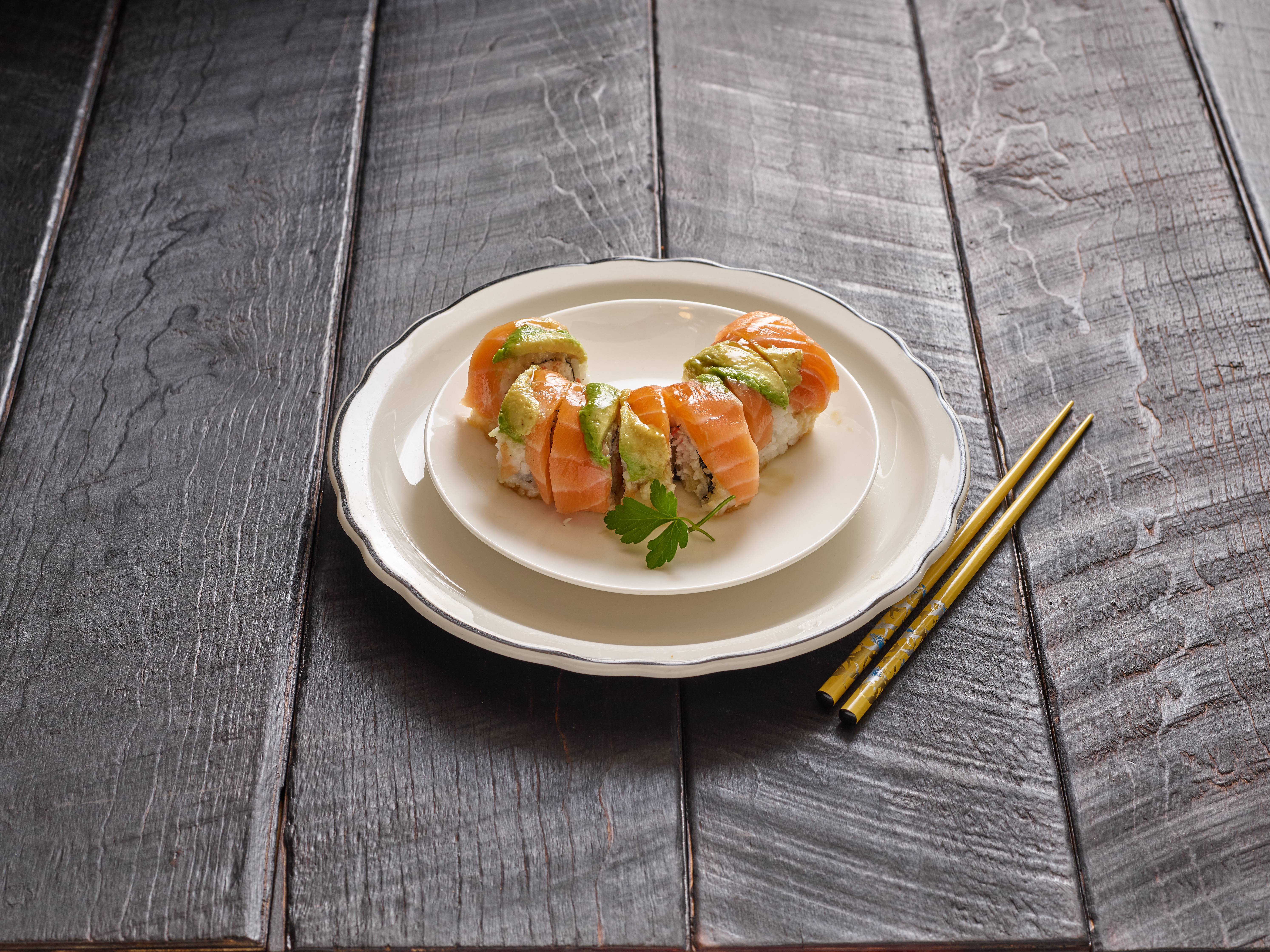 Order Orange Dragon Roll food online from You Me Sushi store, Fresno on bringmethat.com