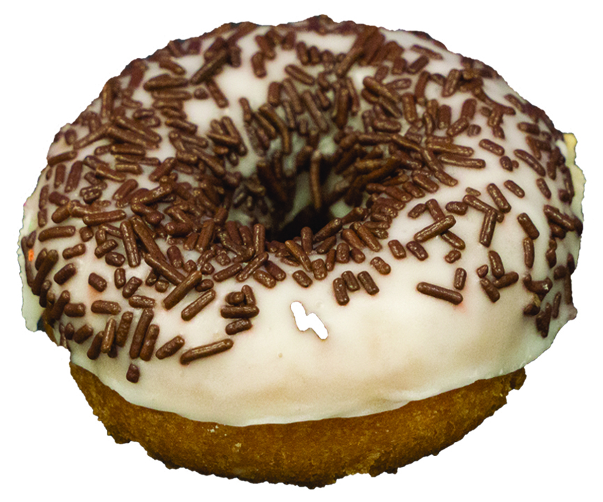 Order Vanilla Frosting Chocolate Sprinkle Cake Donut food online from Bosa Donuts store, Chandler on bringmethat.com