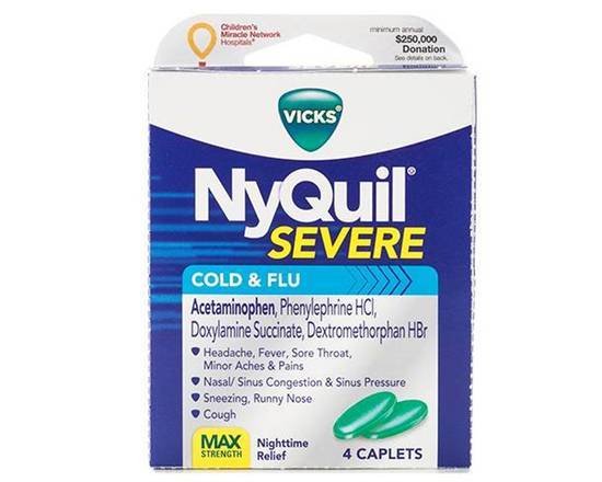 Order Nyquil Cold & Flu 4 pc food online from Extra Mile 3056 store, Vallejo on bringmethat.com
