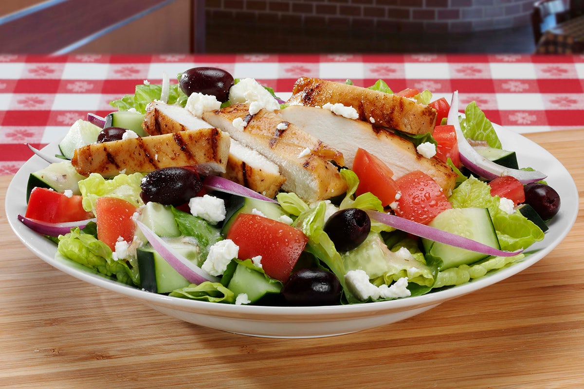 Order Greek Salad With Grilled Chicken food online from Portillo's hot dogs and barnelli's pasta bowl  store, Chicago on bringmethat.com