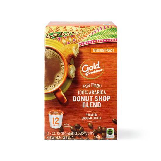 Order Gold Emblem Fair Trade Donut Shop Blend Premium Ground Coffee Single-Serve Cups, 12 CT food online from Cvs store, ARCADIA on bringmethat.com