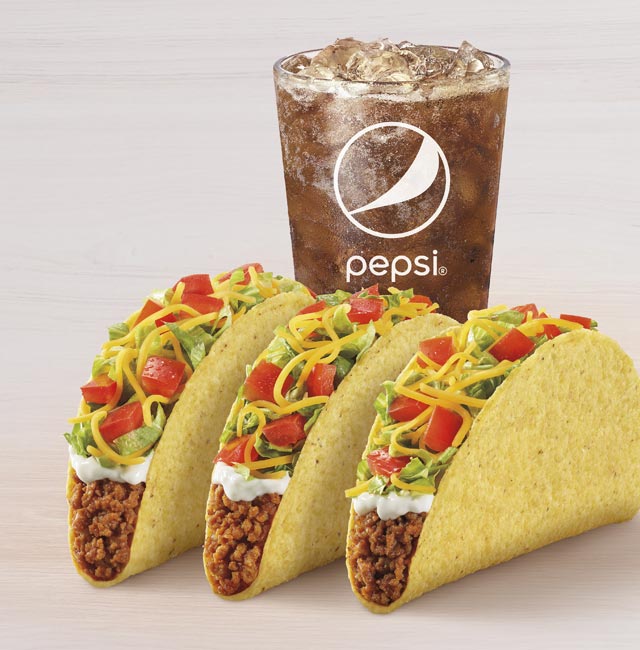 Order 3 Crunchy Tacos Supreme® Combo food online from Taco Bell store, Raleigh on bringmethat.com