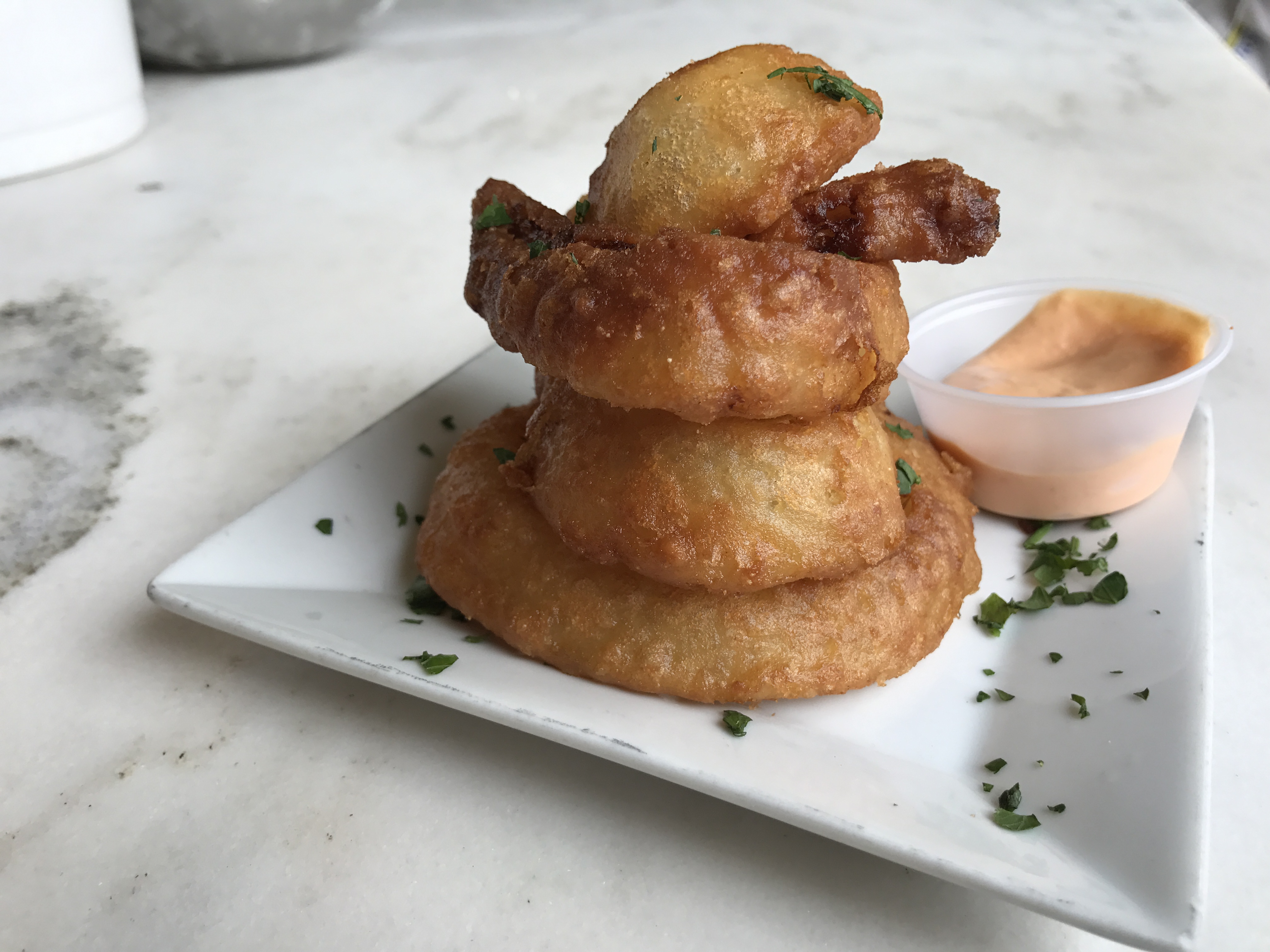 Order Beer Battered Onion Rings food online from Napolitano's Brooklyn Pizza store, Providence on bringmethat.com