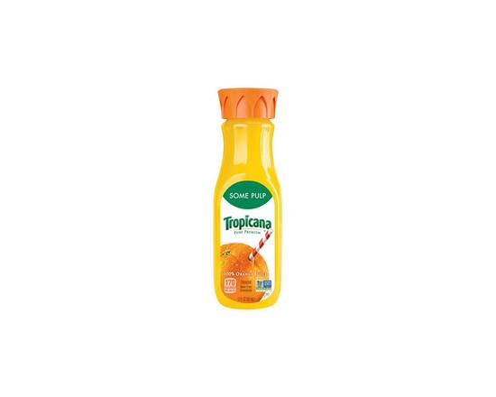 Order Tropicana Orange Juice with Pulp 12oz food online from Chevron ExtraMile store, El Cerrito on bringmethat.com