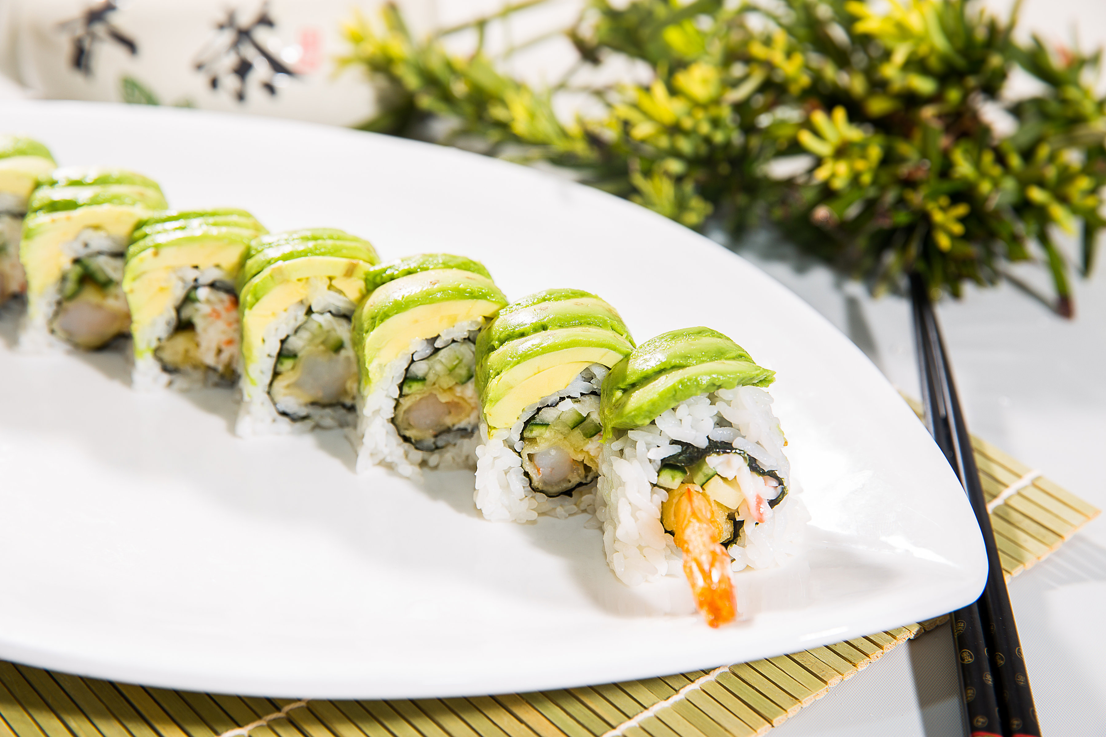 Order Green Dragon Roll food online from Azuma Japanese Cuisine store, Cupertino on bringmethat.com
