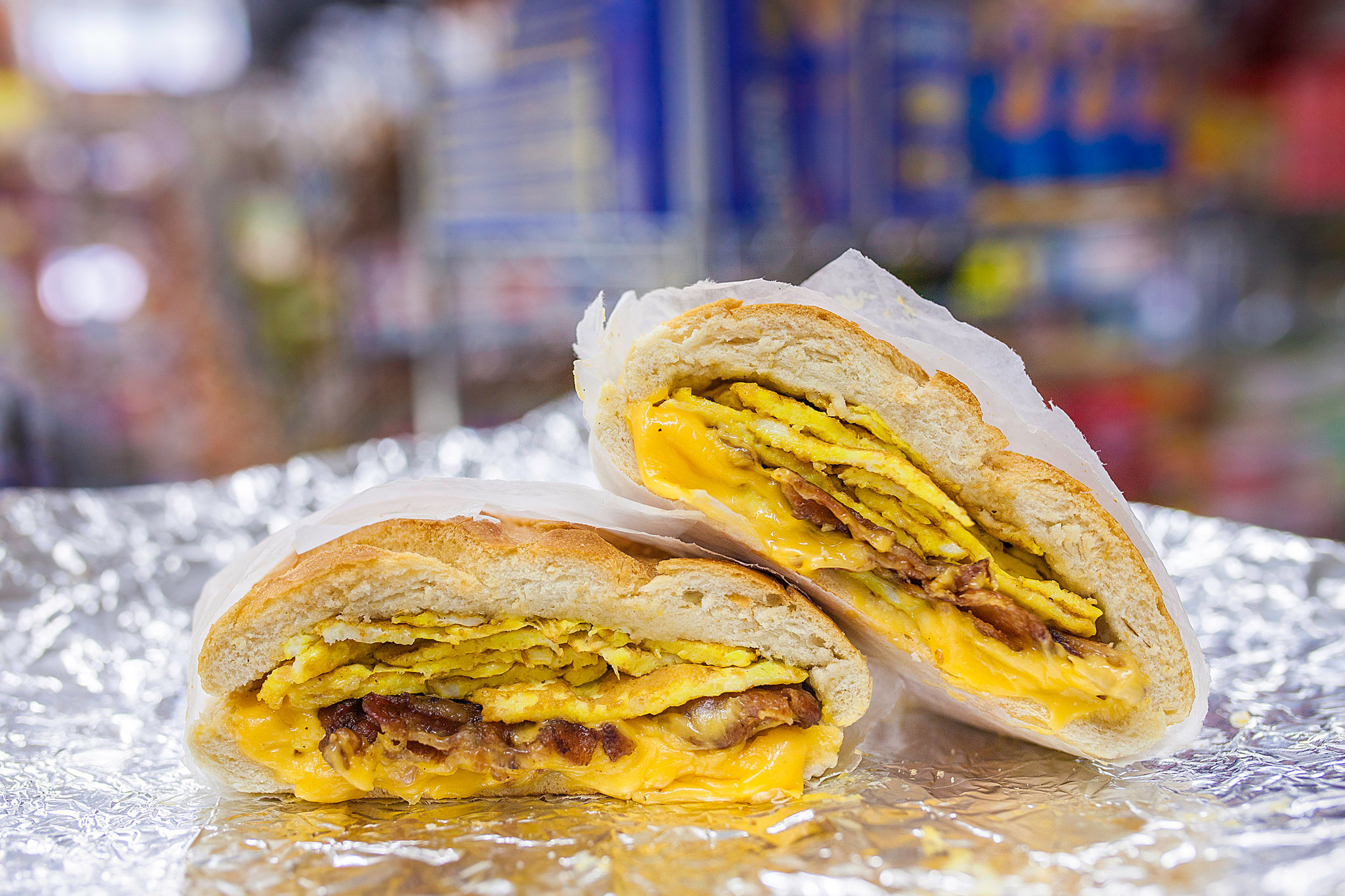 Order Beef Bacon Eggs and Cheese on a Roll food online from Ny Breakfast Spot store, New York on bringmethat.com