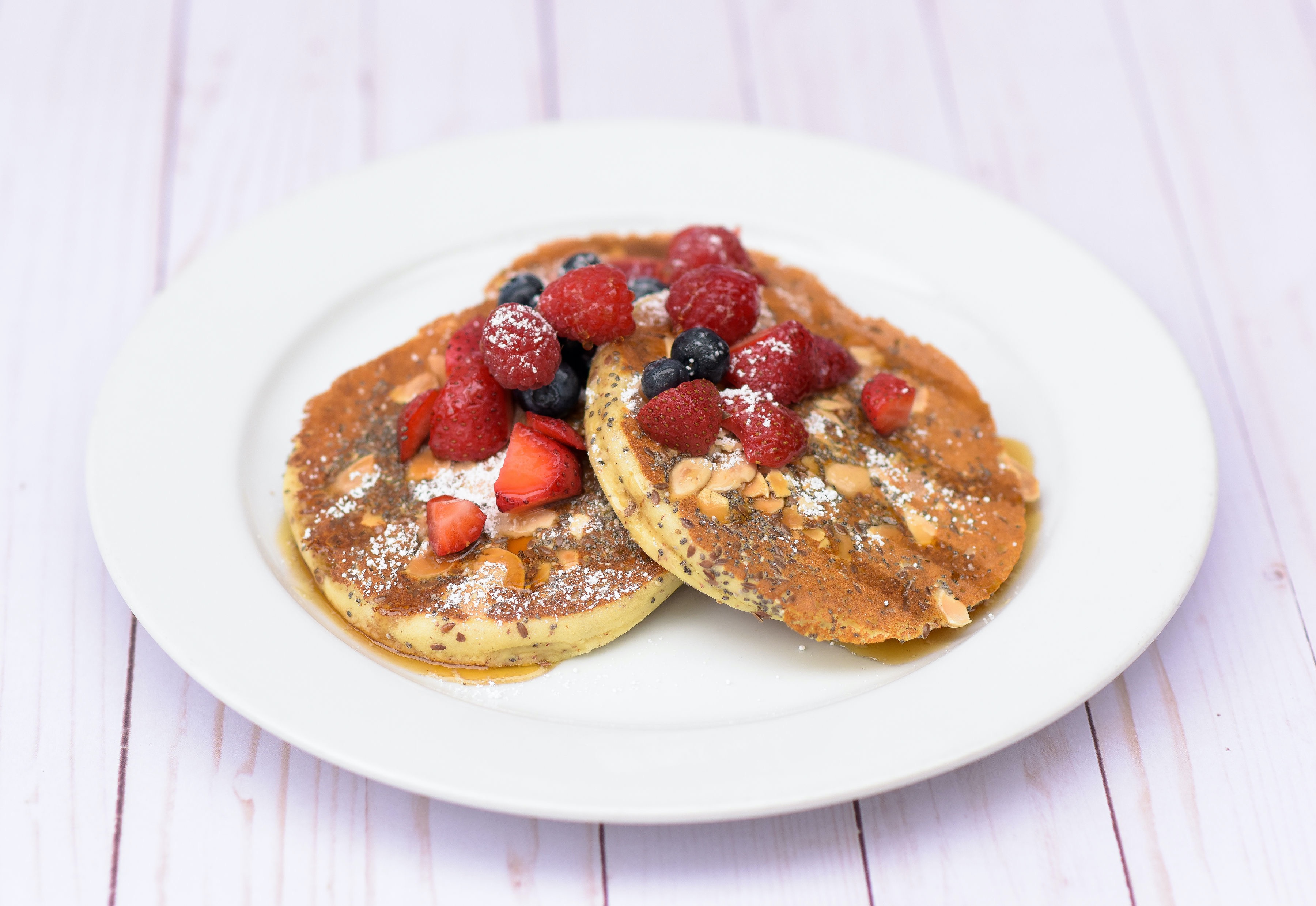 Order Brown Rice Pancakes food online from Cafe Vida store, Pacific Palisades on bringmethat.com