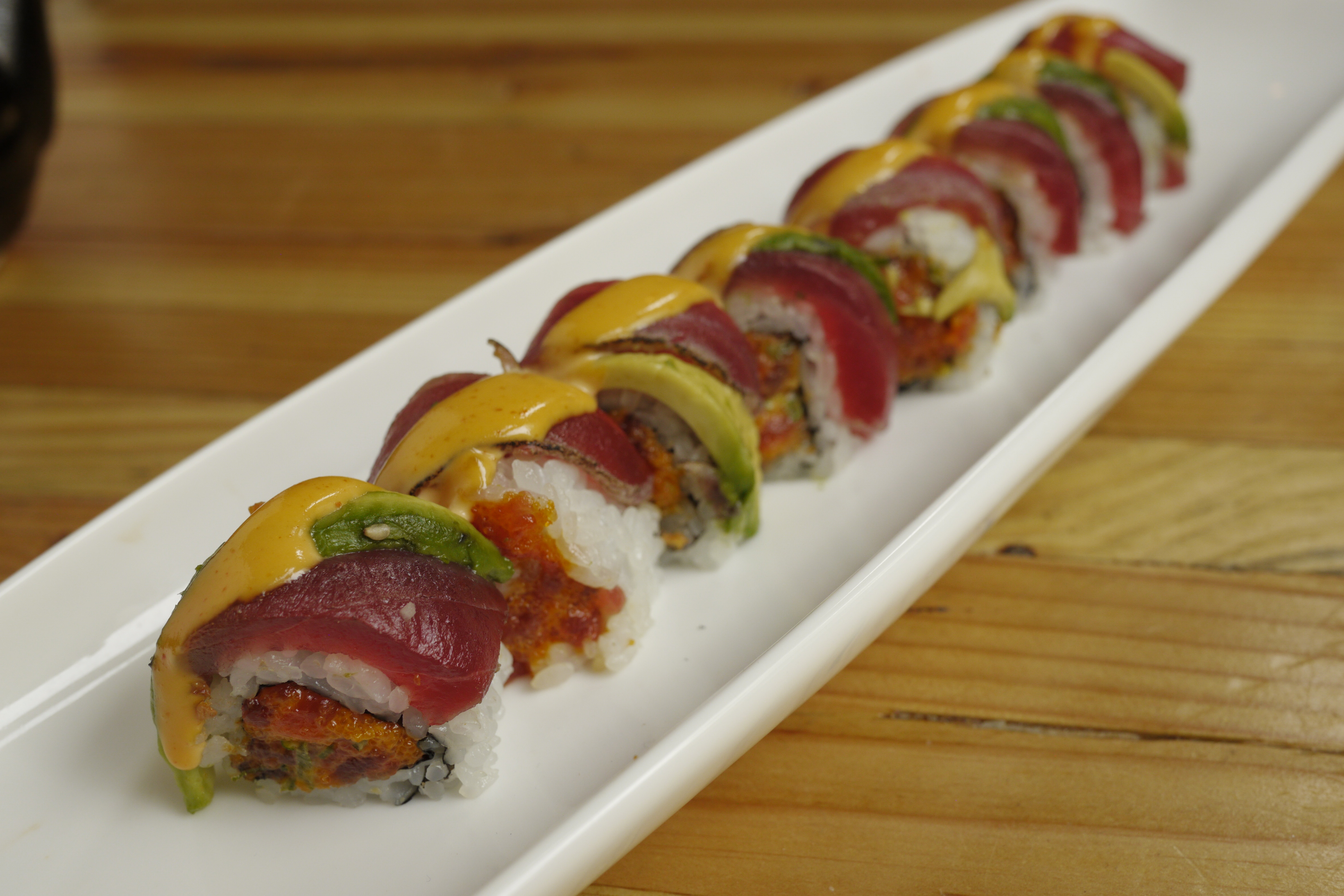 Order Dancing Tuna Roll food online from Dashi Noodle House store, Ridgewood on bringmethat.com