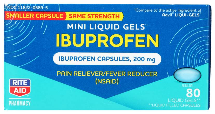 Order Rite Aid Ibuprofen Mini Softgels (80 ct) food online from Rite Aid store, CONCORD on bringmethat.com