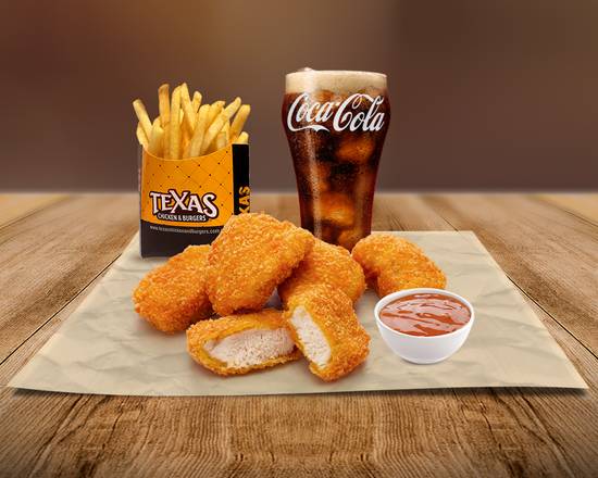 Order 6 Pc Nuggets w/ Fries & Soda food online from Texas Chicken & Burgers store, Levittown on bringmethat.com