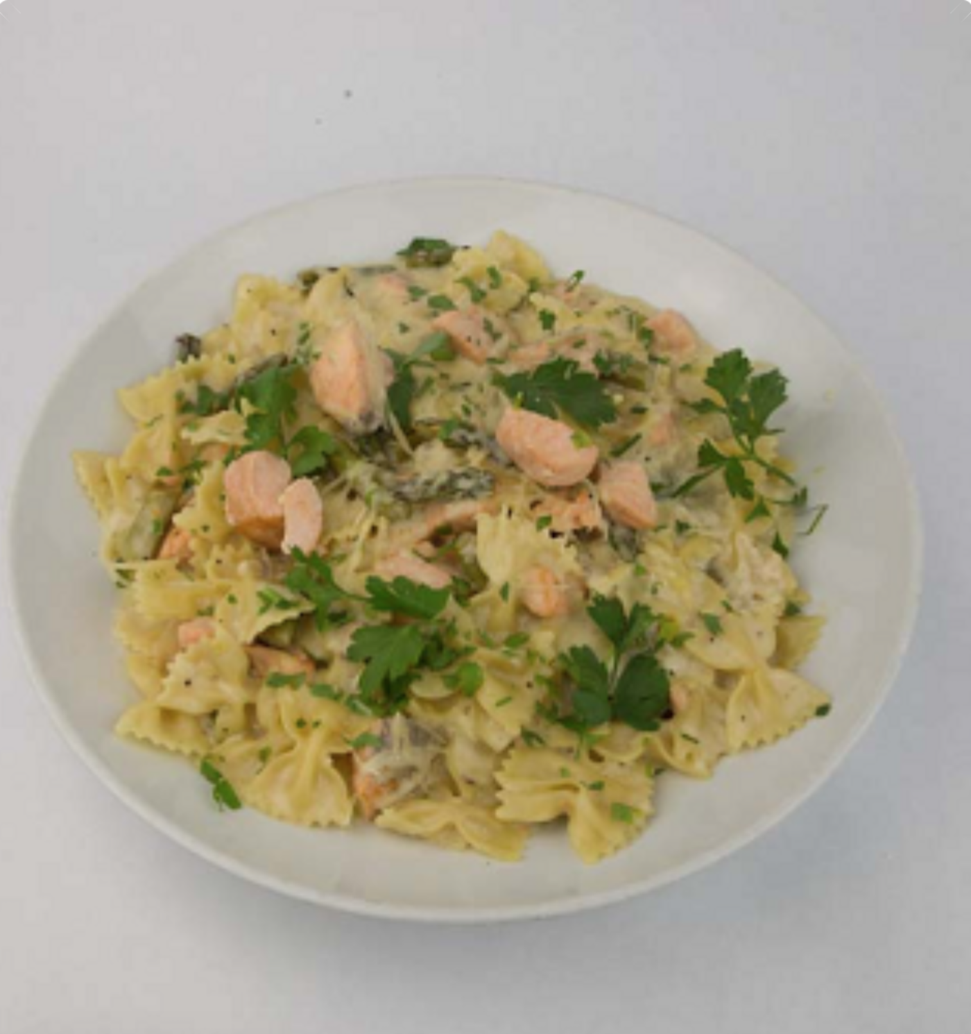 Order Salmon & Asparagus Bow Tie Pasta food online from Marmalade Cafe store, Sherman Oaks on bringmethat.com