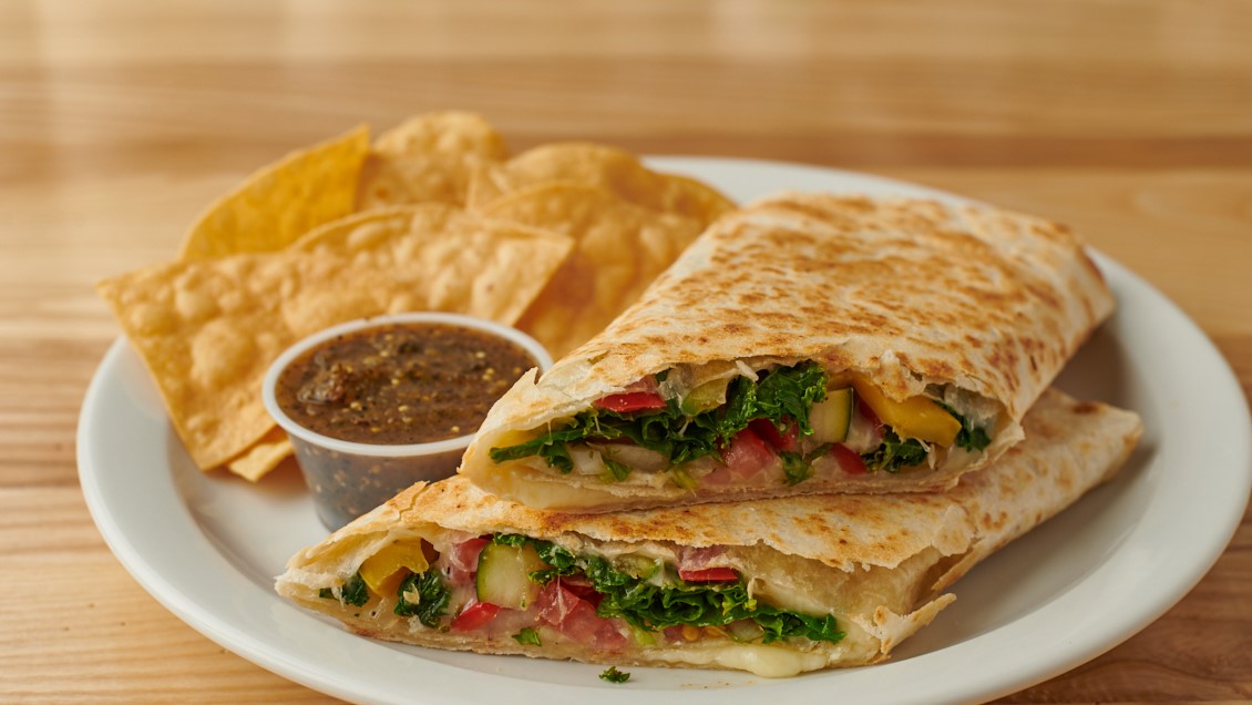 Order GRILLED VEGETABLES QUESADILLA* food online from Burrito Beach store, Chicago on bringmethat.com