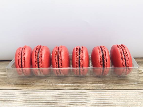 Order Box of 6  Raspberry's Macarons food online from Dolce Brooklyn store, Philadelphia on bringmethat.com