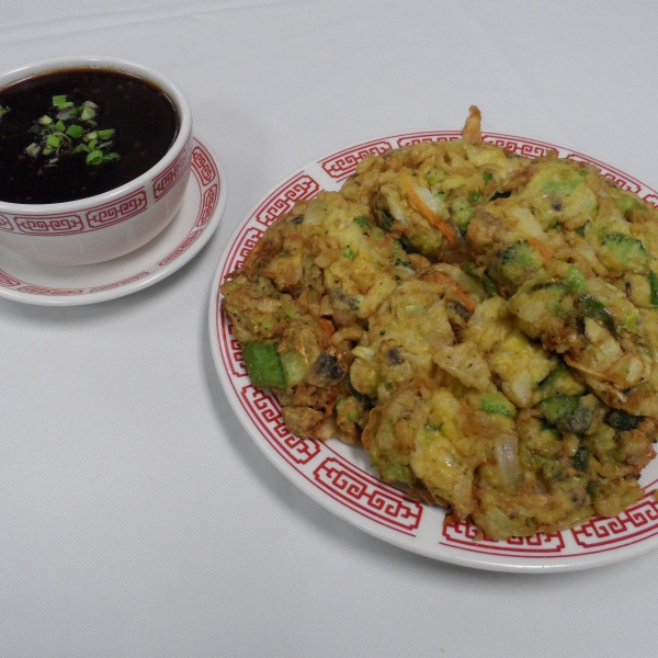 Order 112. Vegetable Egg Foo Young food online from Oriental Express store, Old Forge on bringmethat.com
