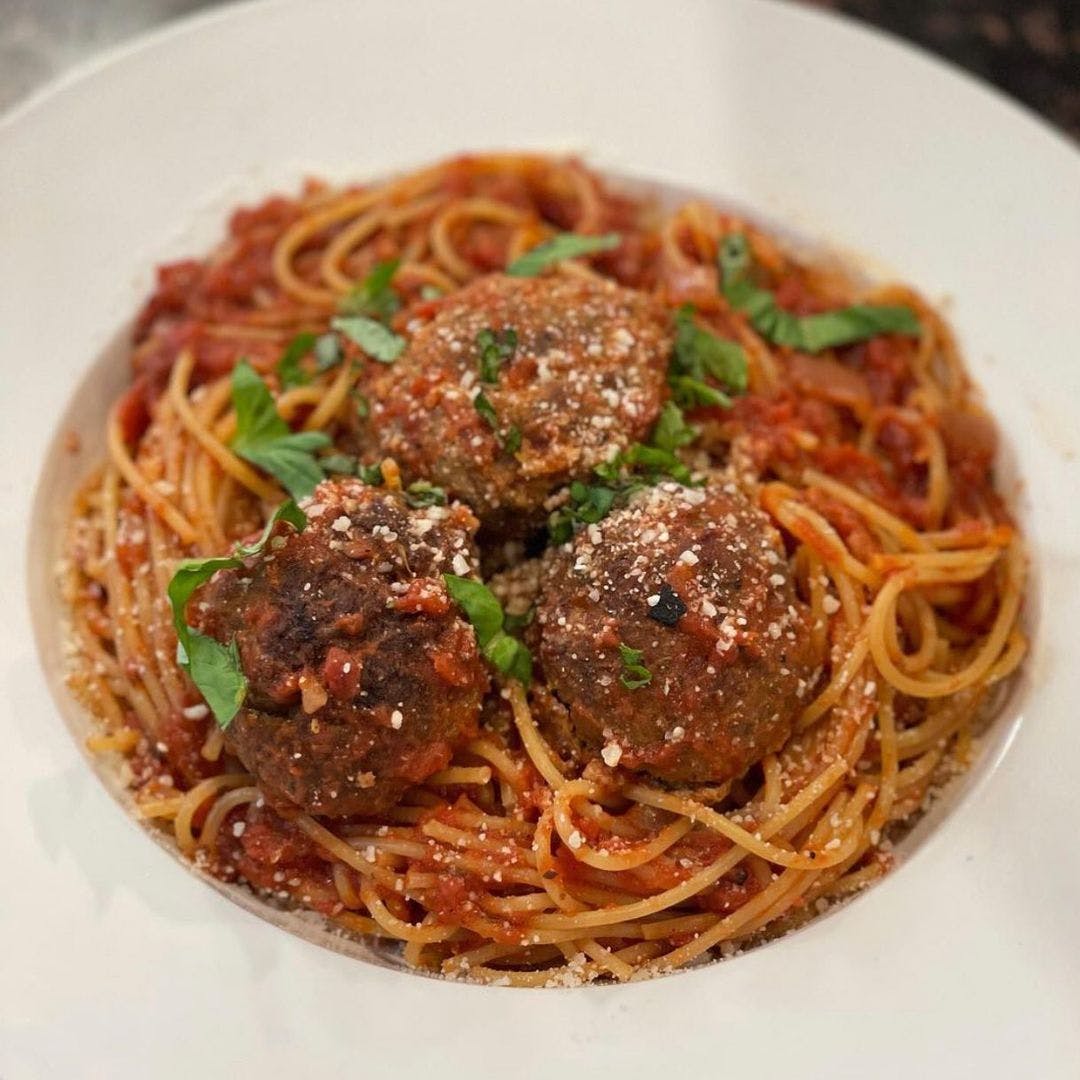 Order Spaghetti with Meatballs - Pasta food online from Cap Pizza & Tap House store, Stockton on bringmethat.com