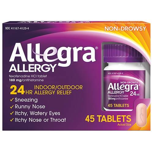 Order Allegra Adult 24HR Tablet (180 mg), Allergy Relief - 45.0 ea food online from Walgreens store, Forney on bringmethat.com